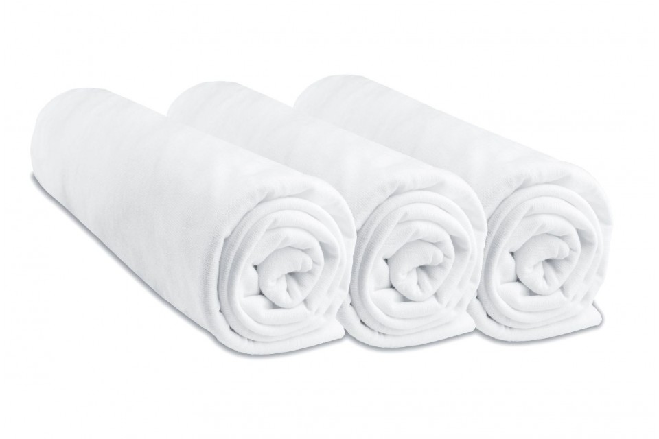 Lot de 3 draps housse Coton - 70x160 -  blanc