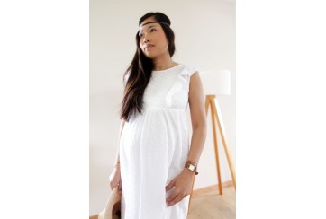 Robe de grossesse Marthe Sans manches Blanche