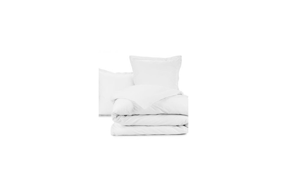 Parure de lit 220x240 cm 100% Coton 57 fils Blanc
