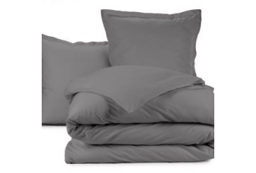 Parure de lit 200x200 cm 100% Coton 57 fils Anthracite